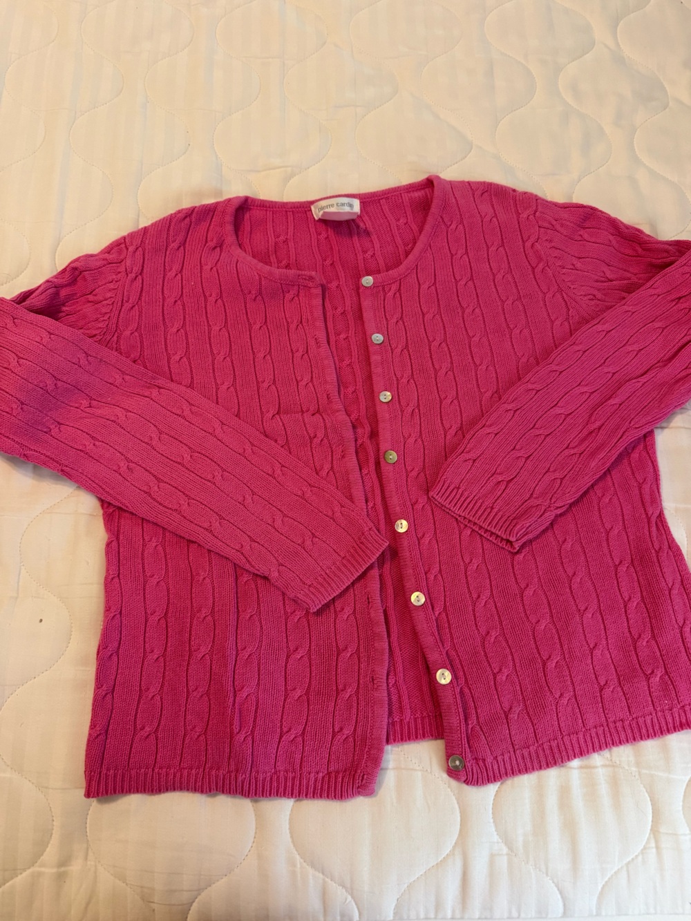 Pierre Cardin Hot Pink Cable Knit Button-Front Cardigan